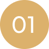 Gold circular badge with white 01
